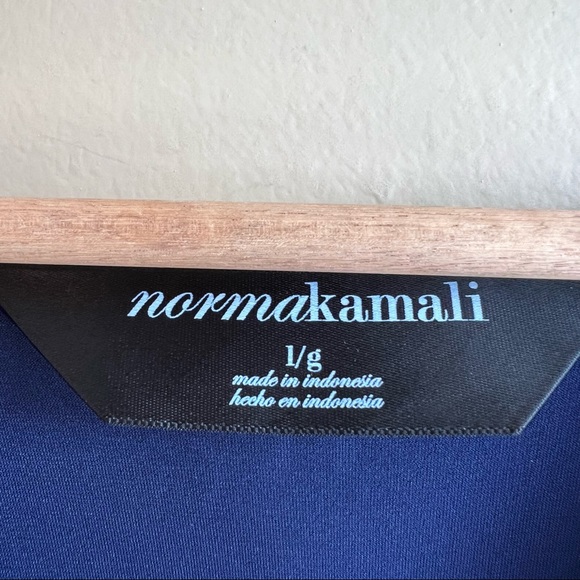 NORMA KAMALI Navy V-Neck Ruched Dress Size Large MSRP $120 - Picture 3 of 7